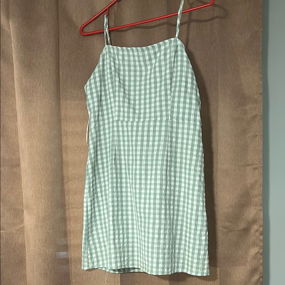 Chic Green Checkered Mini Dress